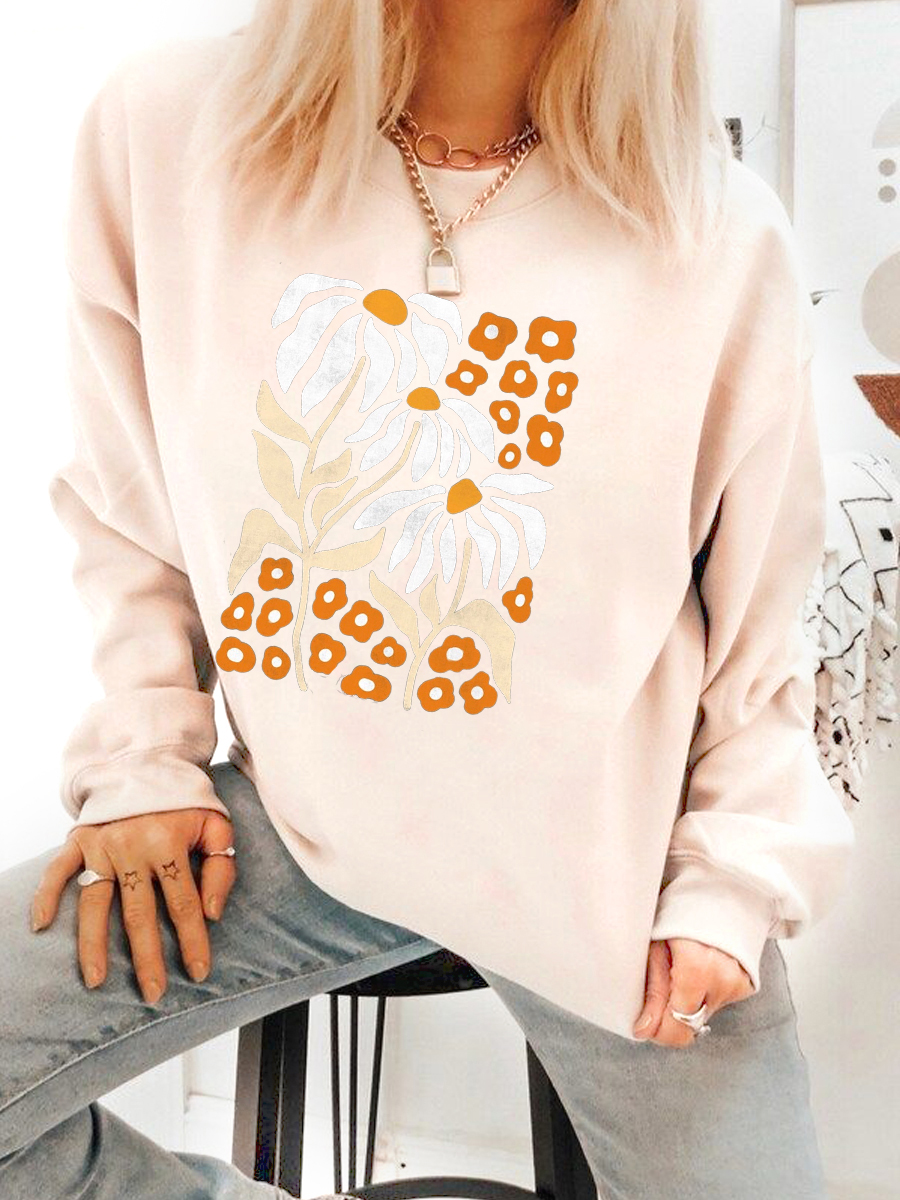Boho Botanical Daisy Art Nouveau Floral Sweatshirt