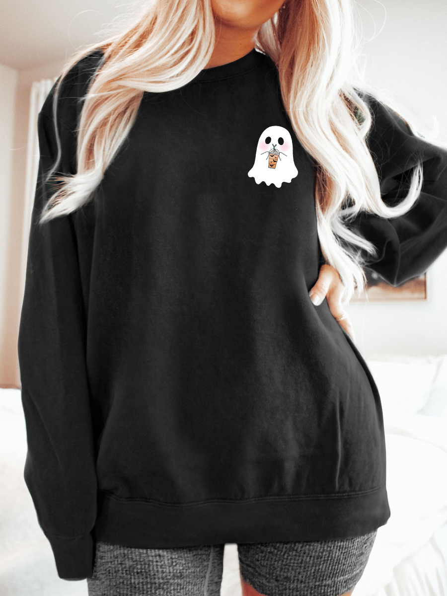 Cute Ghost Drinking Coffee Sweatshirt