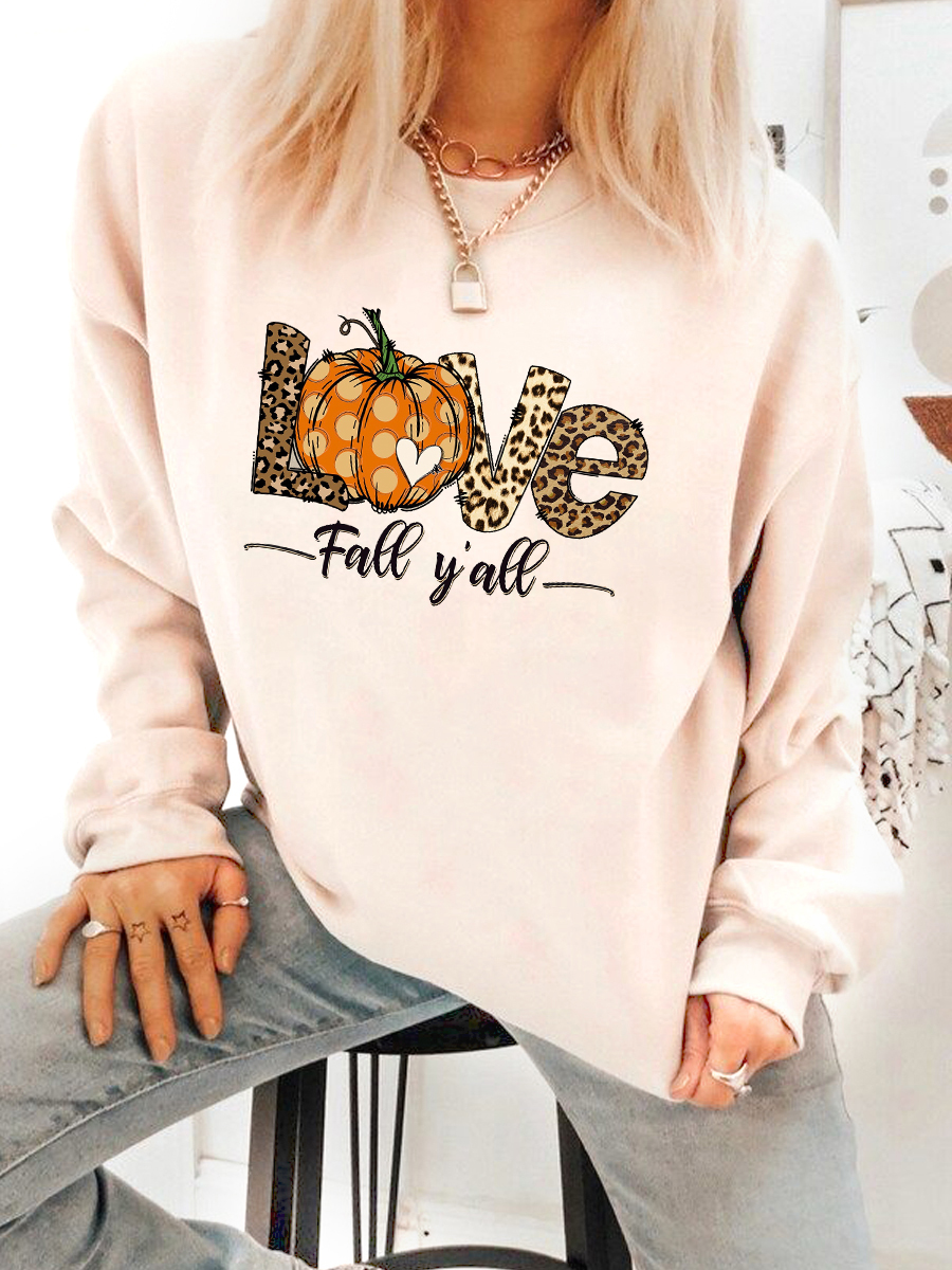 Love Fall Y'all Pumpkin Retro Halloween Sweatshirt 