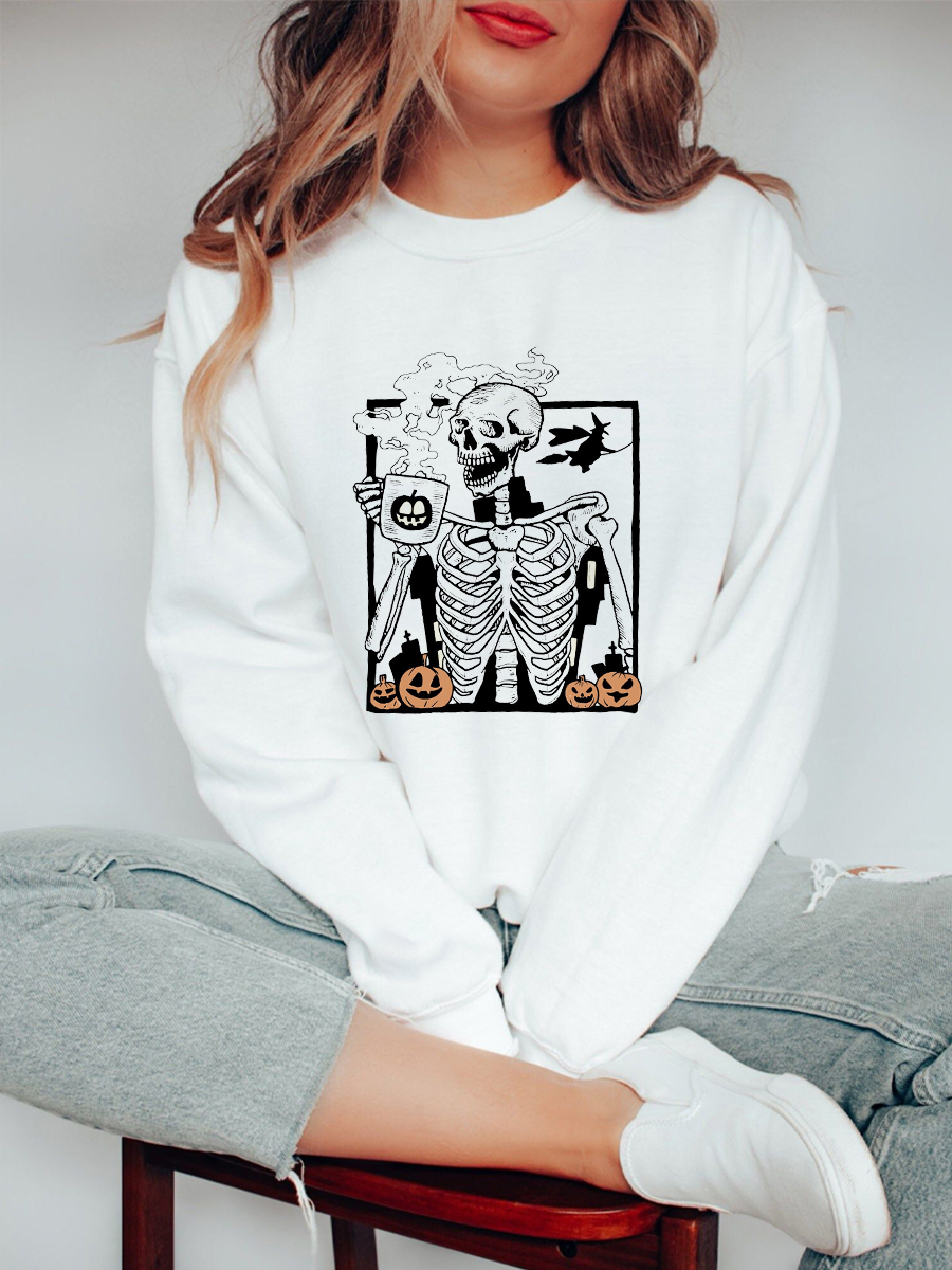 Halloween Coffee Skull Sweatshirt