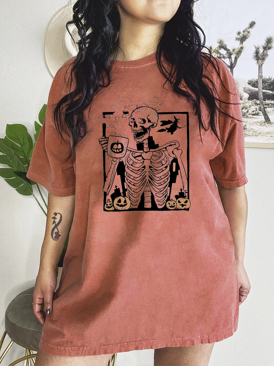 Halloween Coffee Skull Shirt