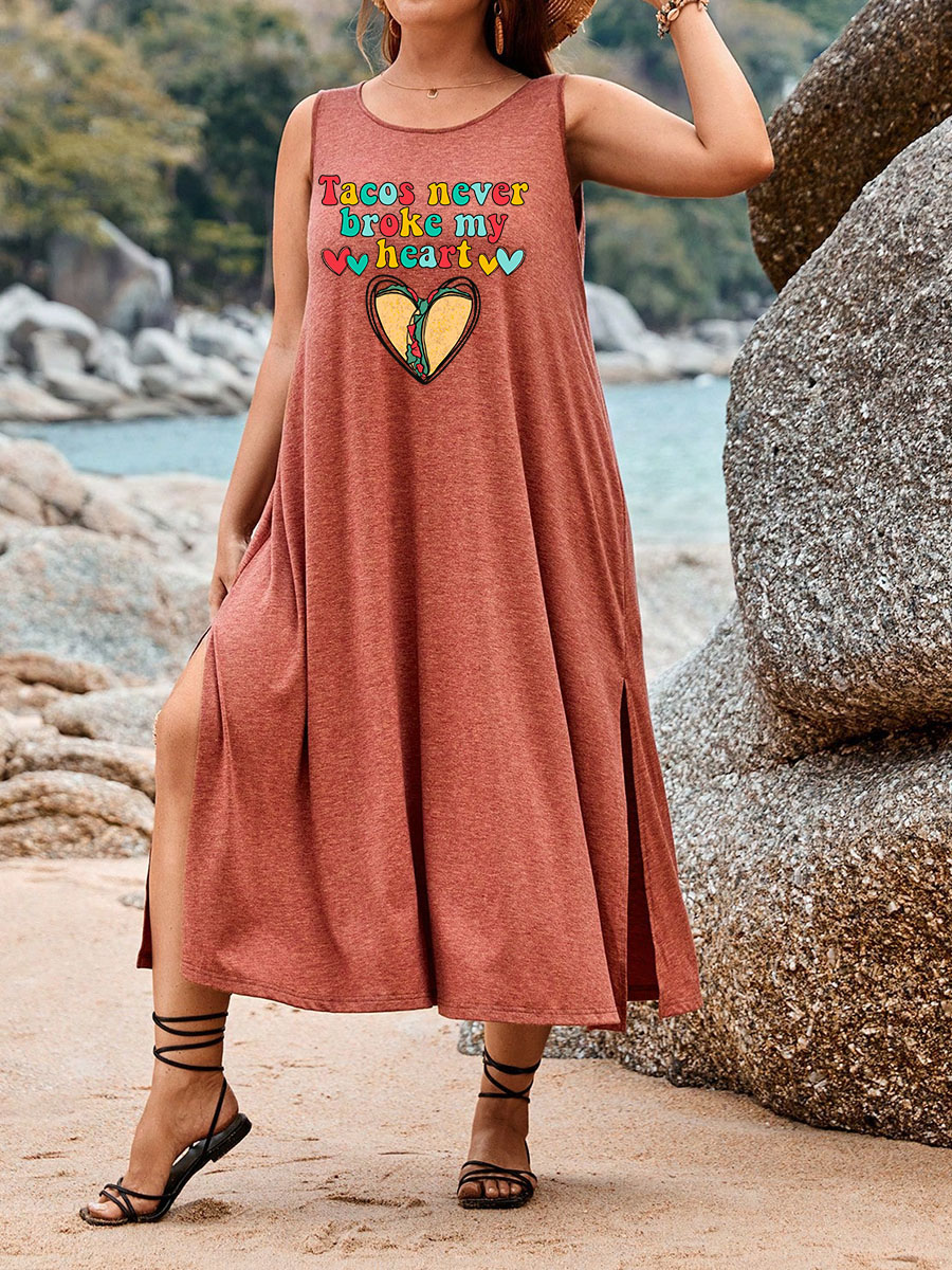 Tacos Never Broke My Heart Split Thigh Tank Dress