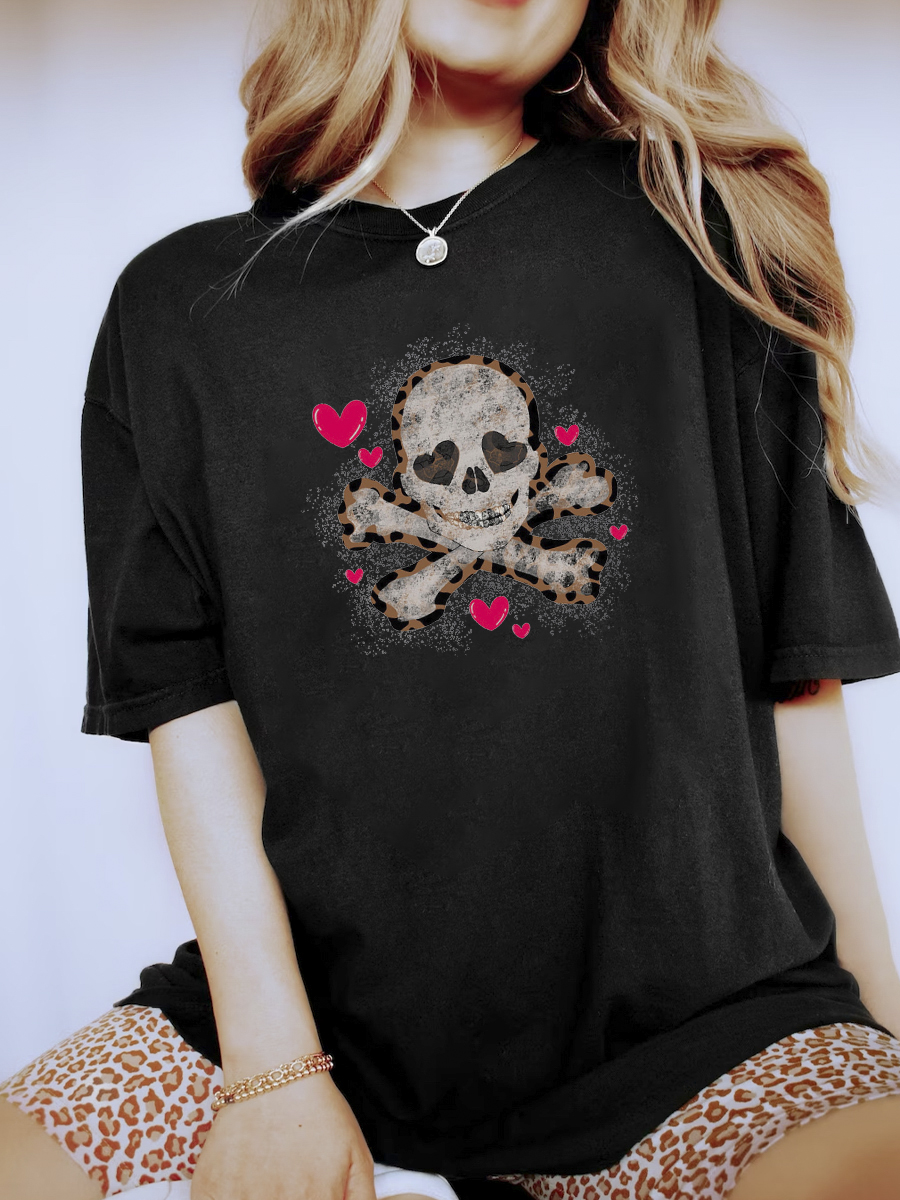 Heart Eyed Skull And Crossbones Shirt