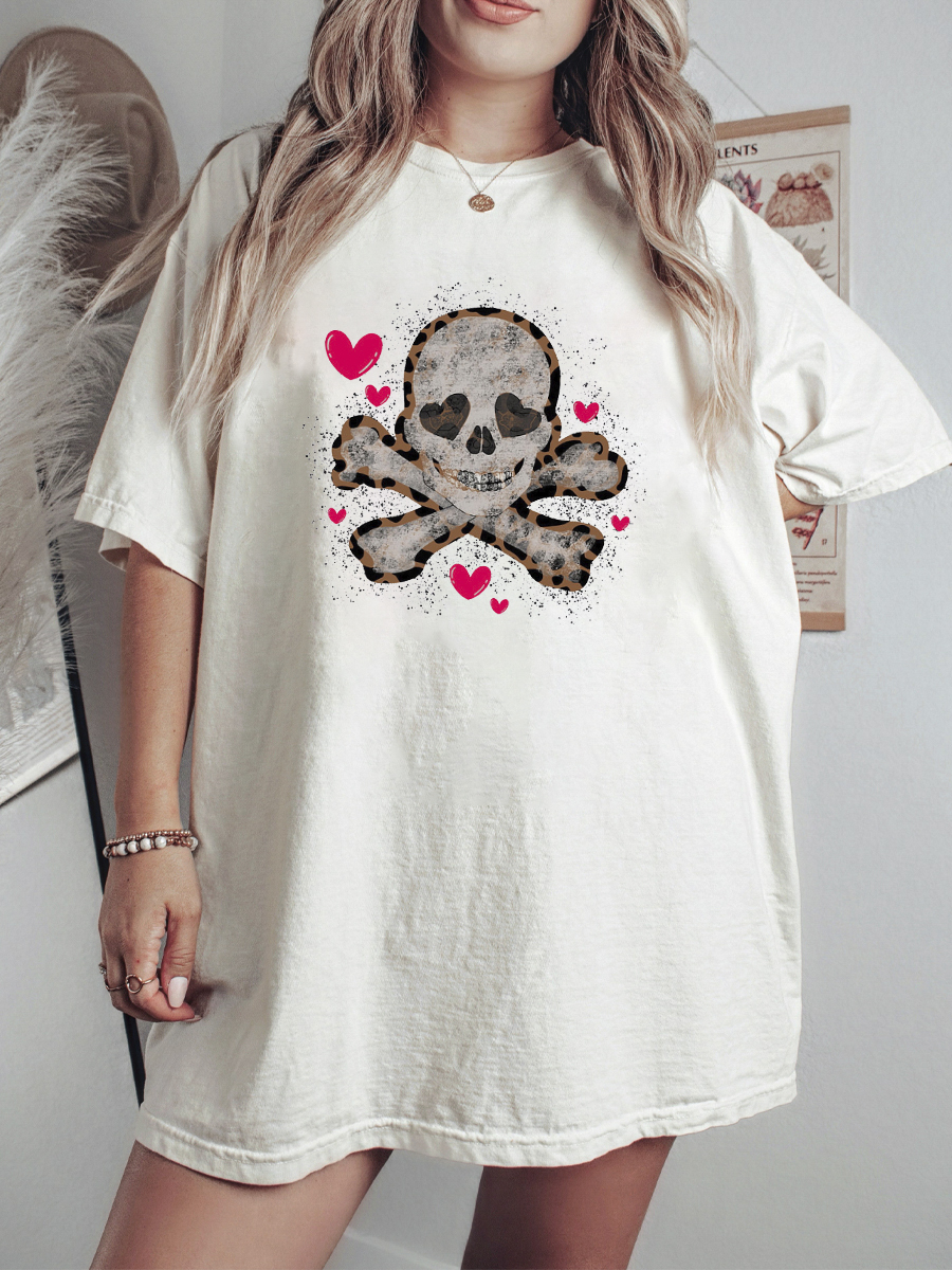 Heart Eyed Skull And Crossbones Shirt