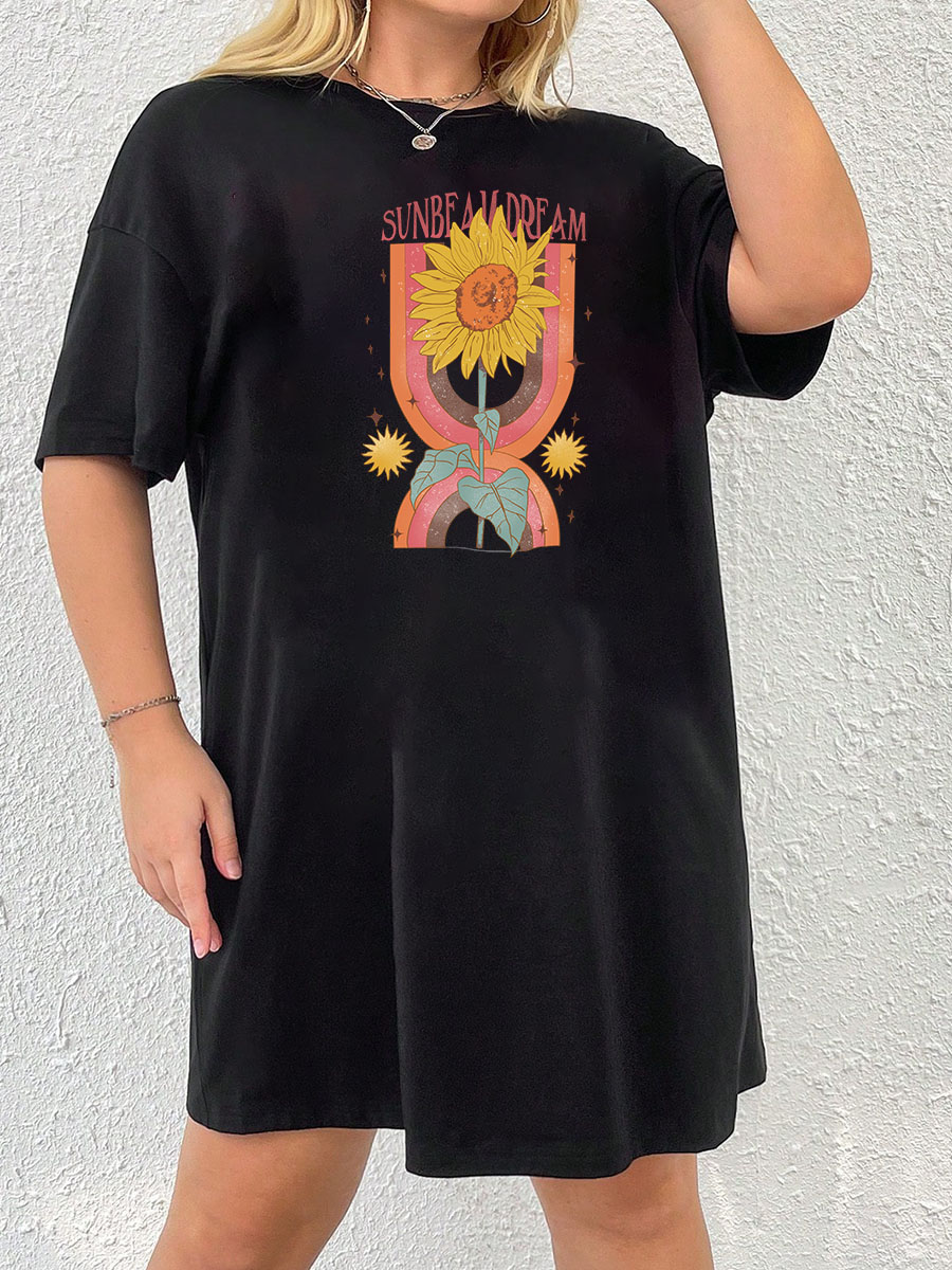 Sunflower Pattern Tee Dress