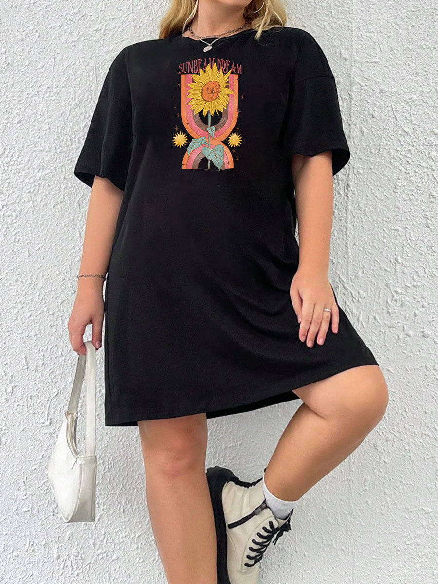 Sunflower Pattern Tee Dress
