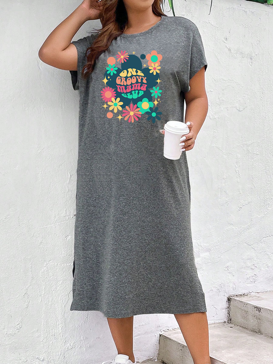 Comfort Colors Retro Groovy Mama Split Thigh Tee Dress