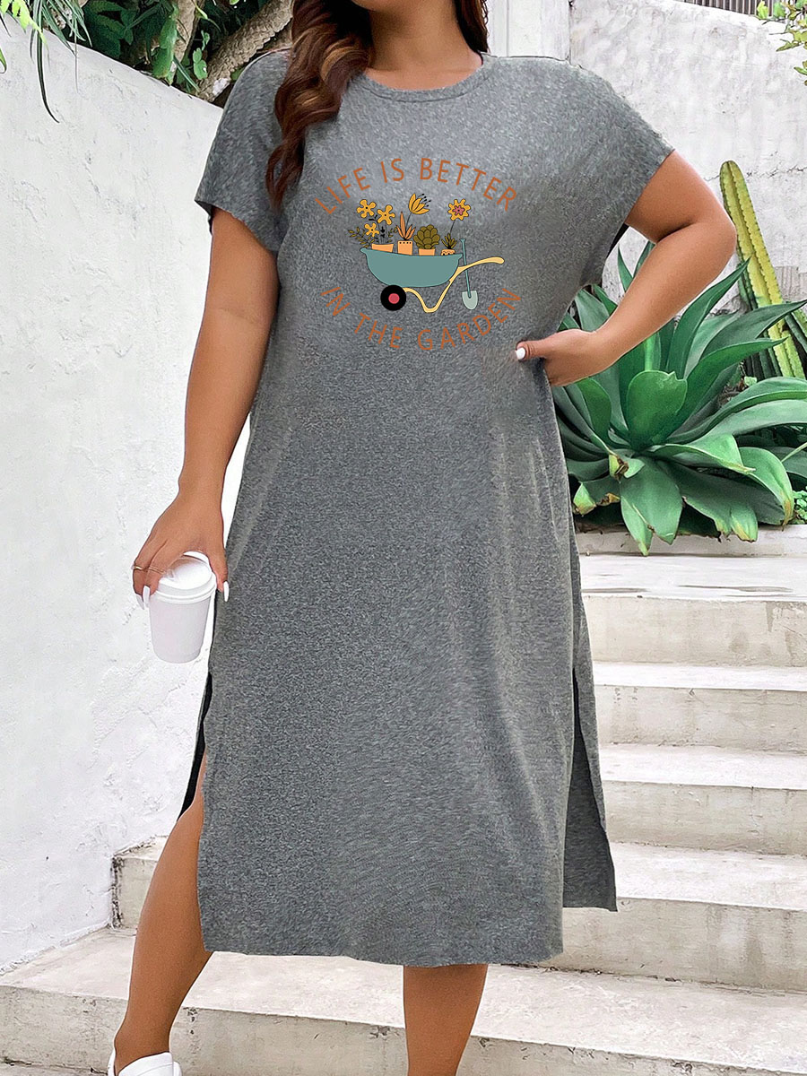 Life Is Better In The Garden Split Thigh Tee Dress