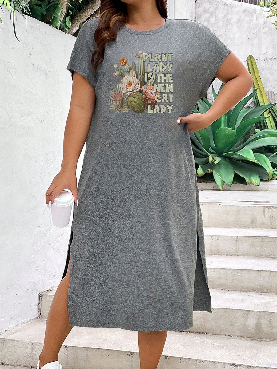 Plant Lover Gardening Split Thigh Tee Dress