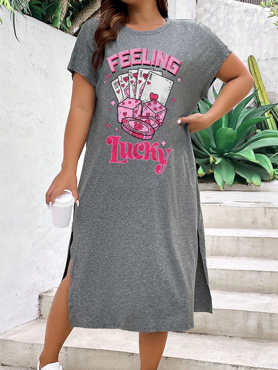 Feeling Lucky Split Thigh Tee Dress