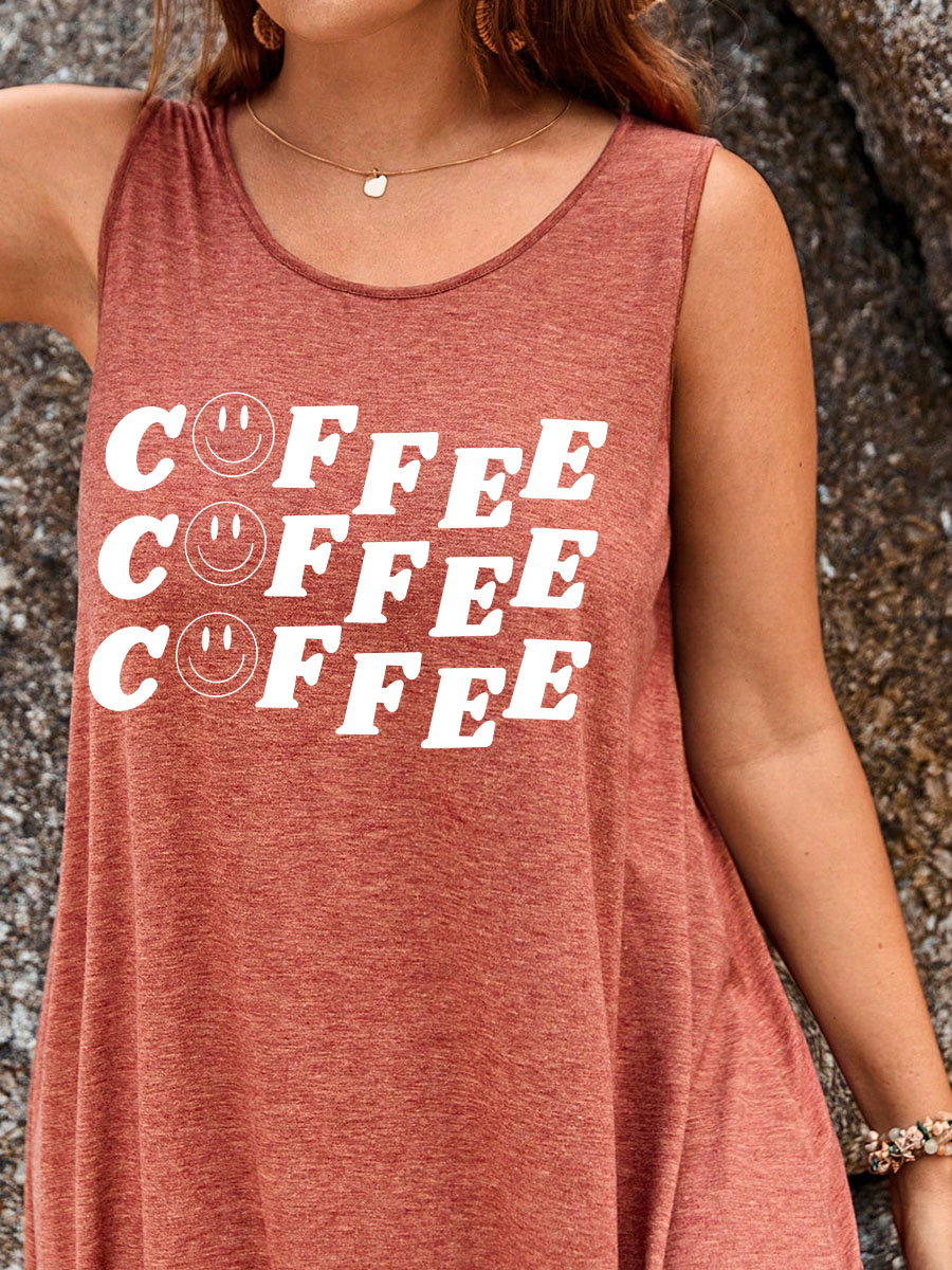 Coffee Split Thigh Tank Dress