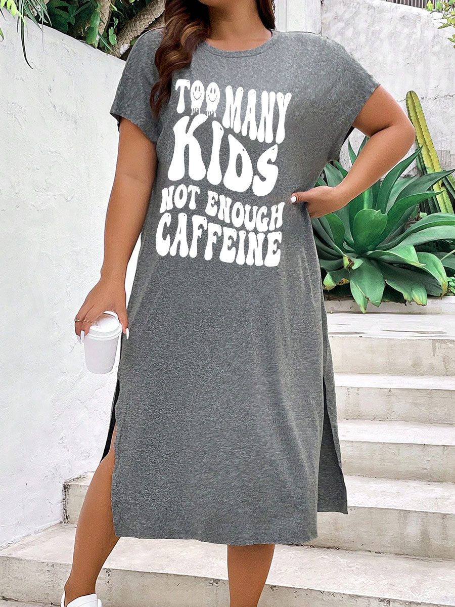 Caffeine Please Split Thigh Tee Dress