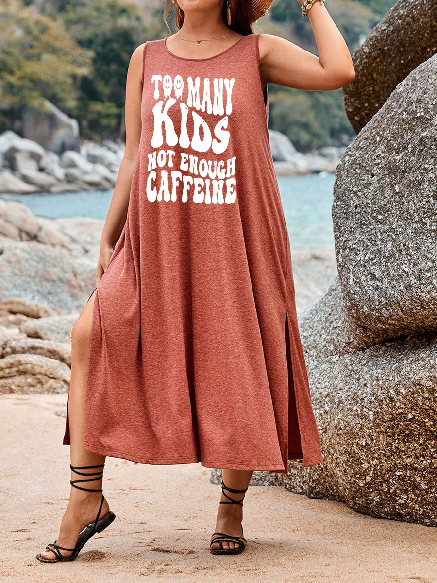 Caffeine Please Split Thigh Tank Dress