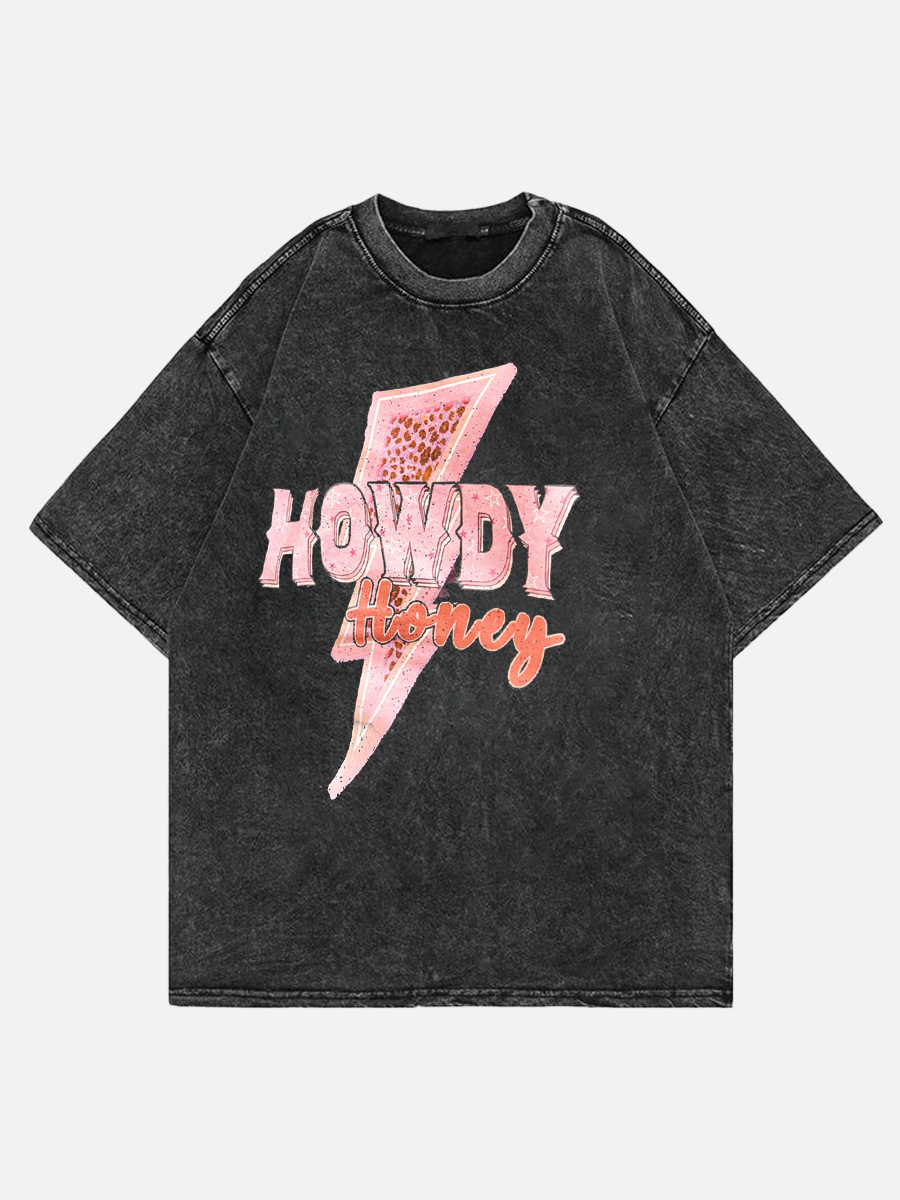 Howdy Honey Bleached Out Side Slit Tee