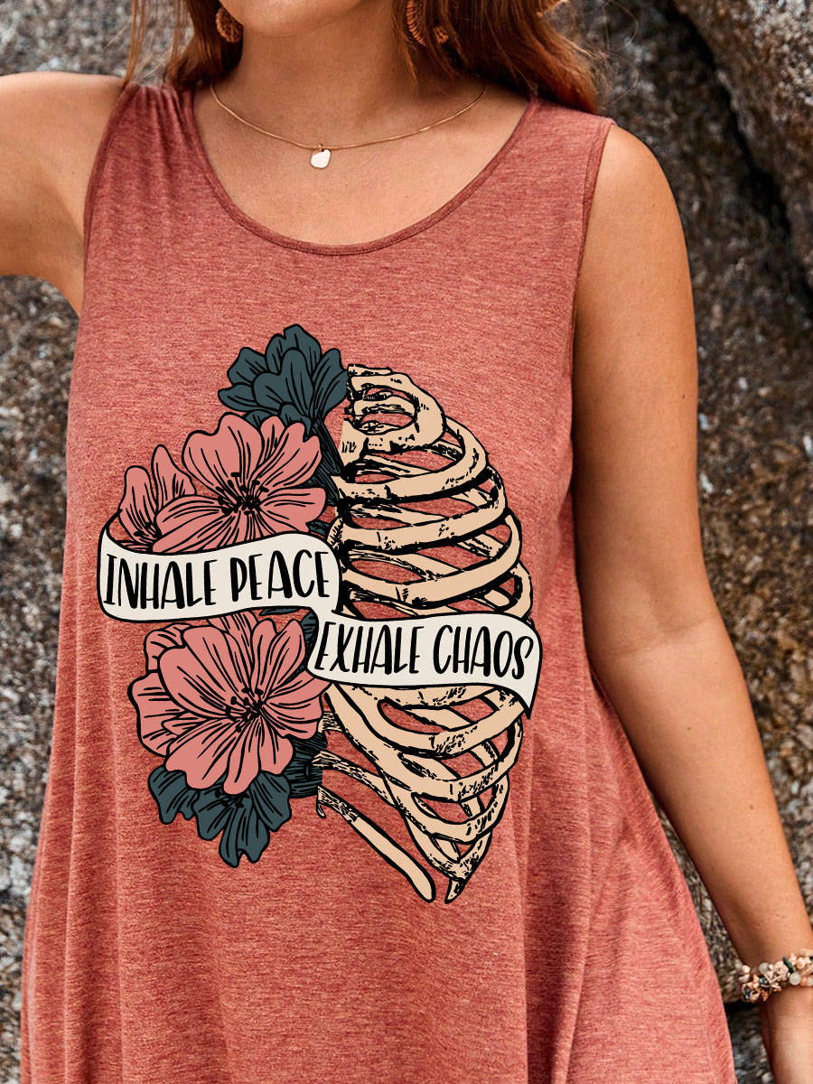 Inhale Peace Split Thigh Tank Dress