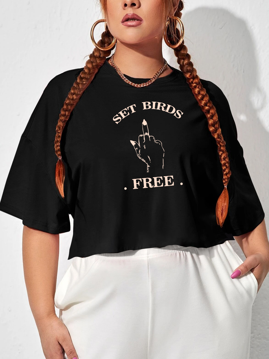 Set Birds Free Crop Tee