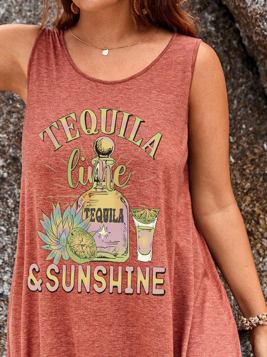 Tequila Lime And Sunshine Split Thigh Tank Dress