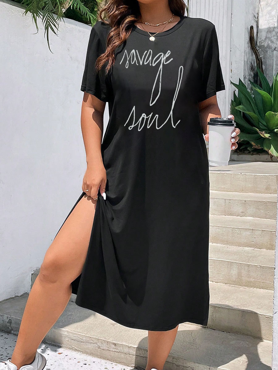 Enjoy The Little Things Split Thigh Tee Dress