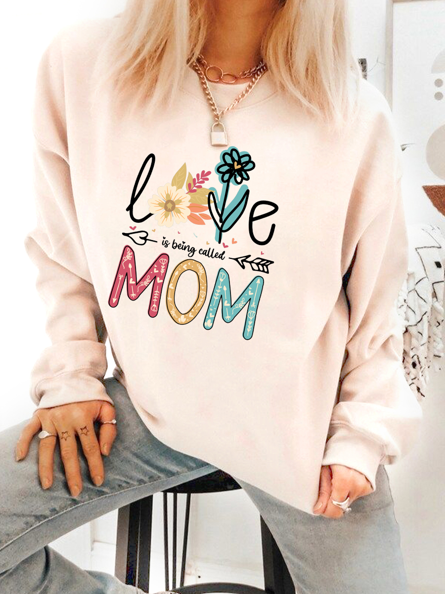 Love Mom Front Print Sweatsweatshirt