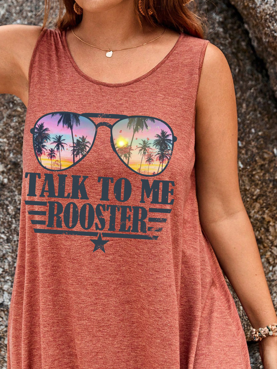 Talk To Me Rooster Split Thigh Tank Dress