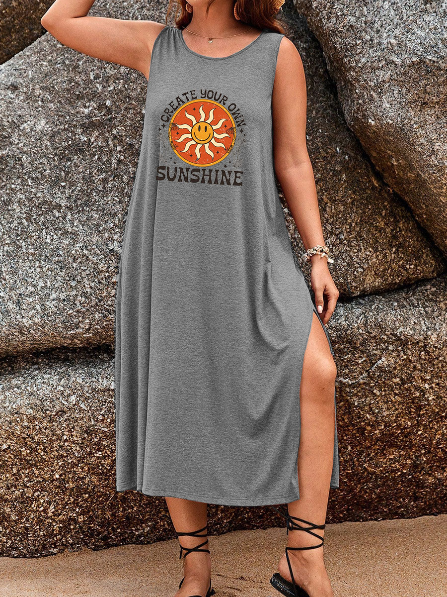 Create Your Own Sunshine Split Thigh Tank Dress