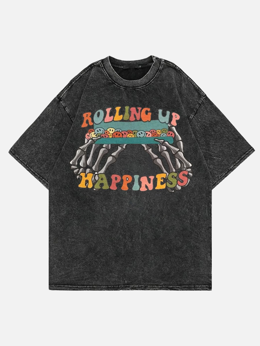 Rolling Up Happiness Skeleton Hands Tee