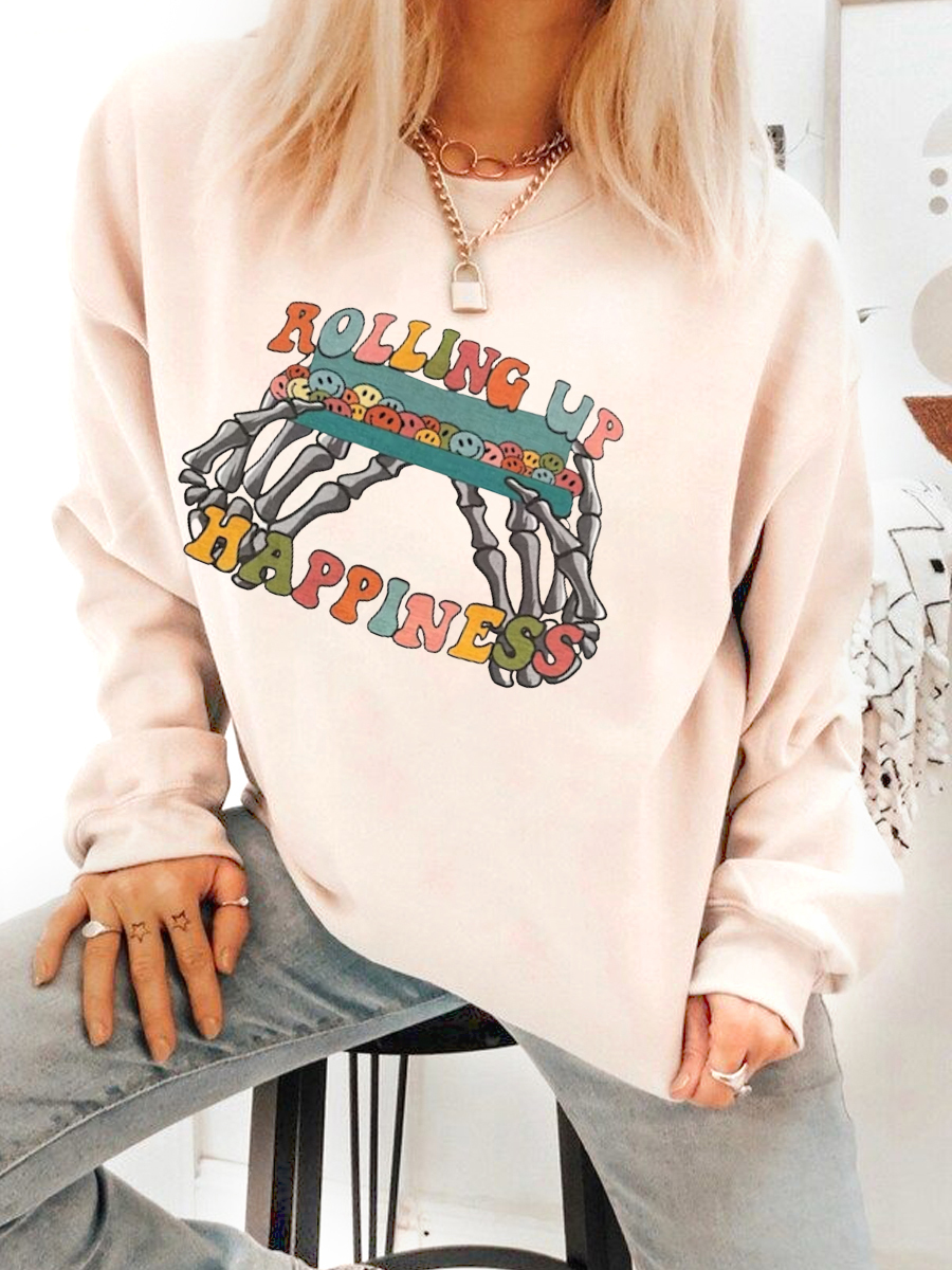 Rolling Up Happiness Skeleton Hands Sweatshirt