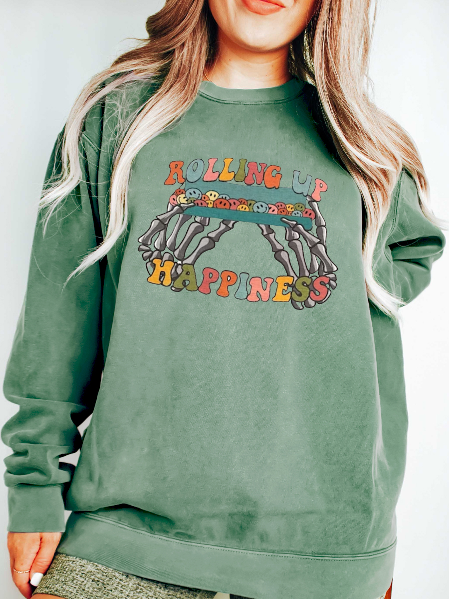 Rolling Up Happiness Skeleton Hands Sweatshirt