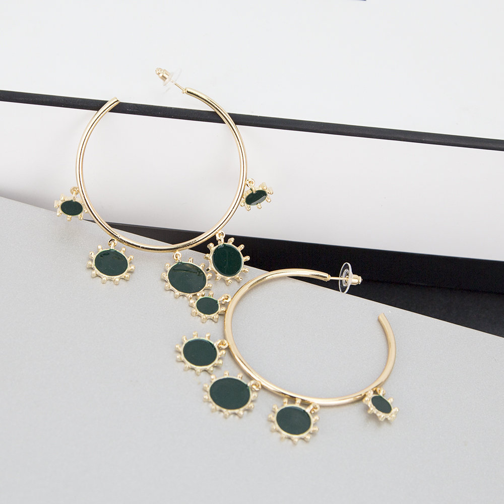 Personalized New Round Pendant Large Earrings