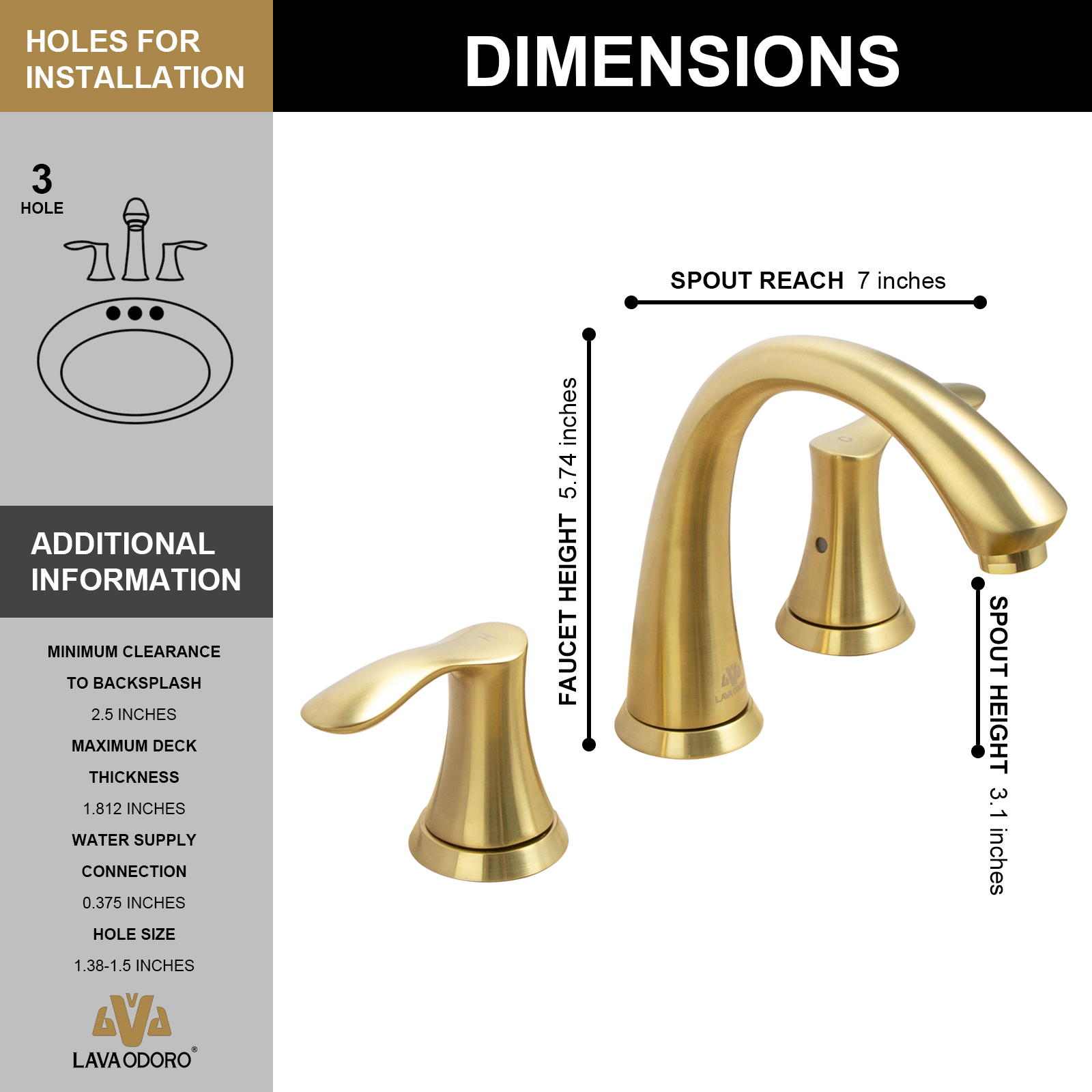 8 Inch Widespread Bathroom Faucet BF405 - Lava Odoro-LAVA ODORO