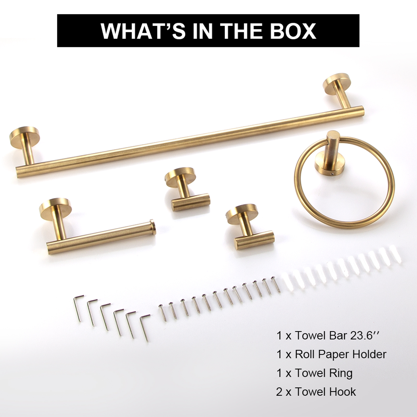 5-Piece Bathroom Hardware Set, 23.6 Inch | Lava Odoro-LAVA ODORO