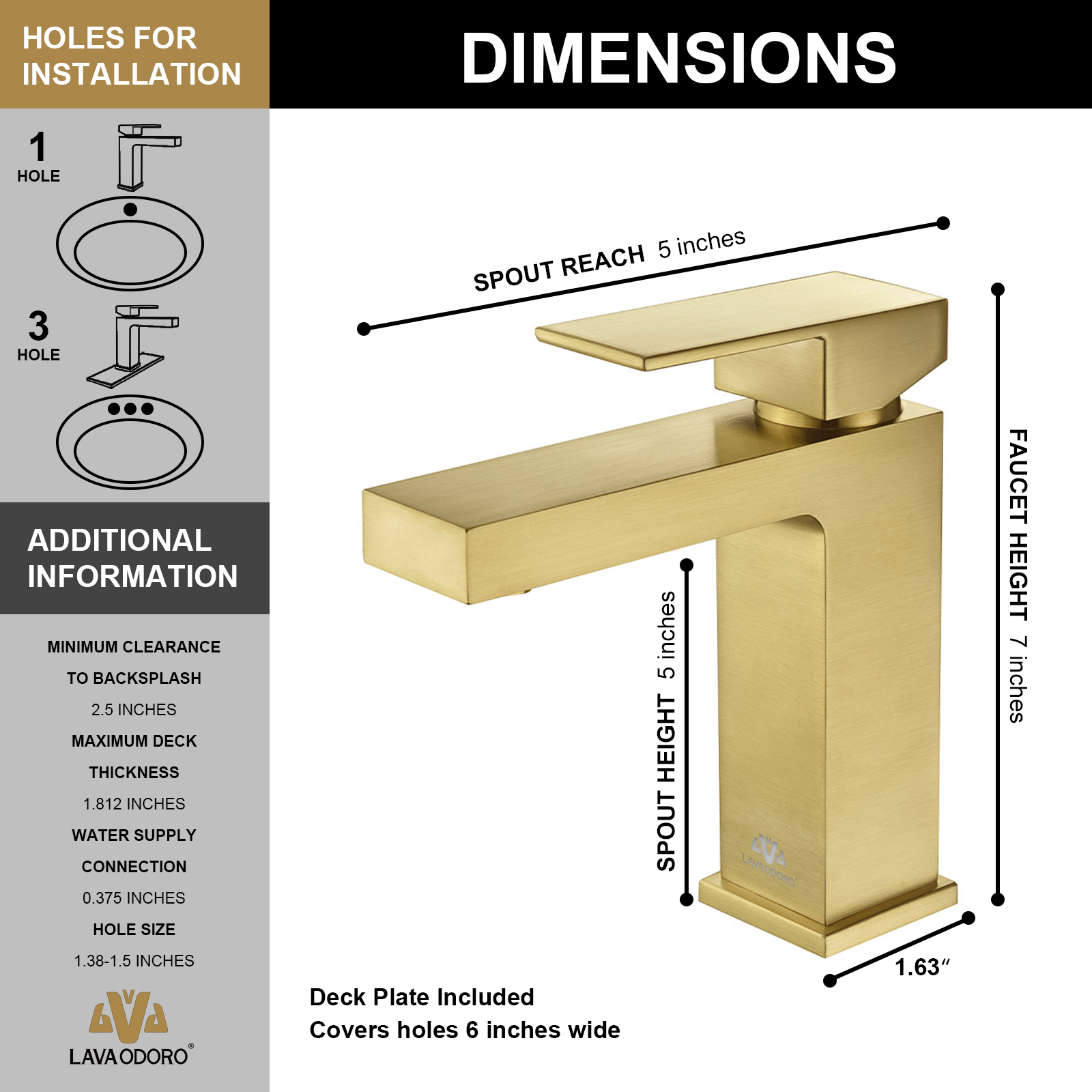 Single Hole Bathroom Faucet With Drain Assembly BF307 - Lava Odoro-LAVA ODORO