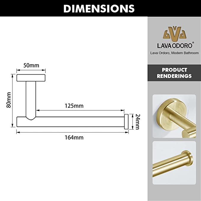Toilet Paper Holder, Brushed Gold | Lava Odoro-LAVA ODORO
