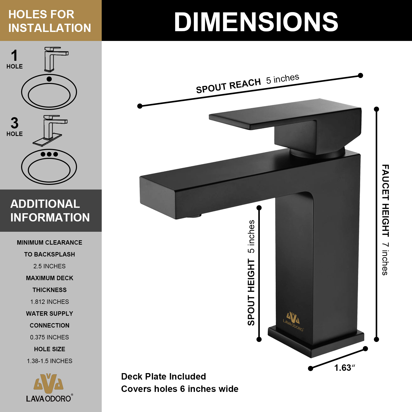 Single Hole Bathroom Faucet With Drain Assembly BF307 - Lava Odoro-LAVA ODORO