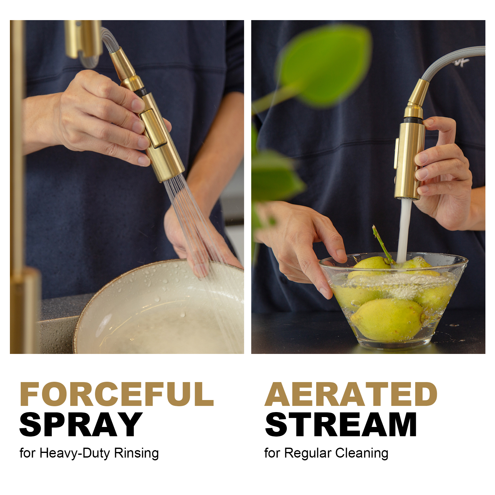 Gold Pull Down Kitchen Faucet with Sprayer KF1120 - Lava Odoro-LAVA ODORO
