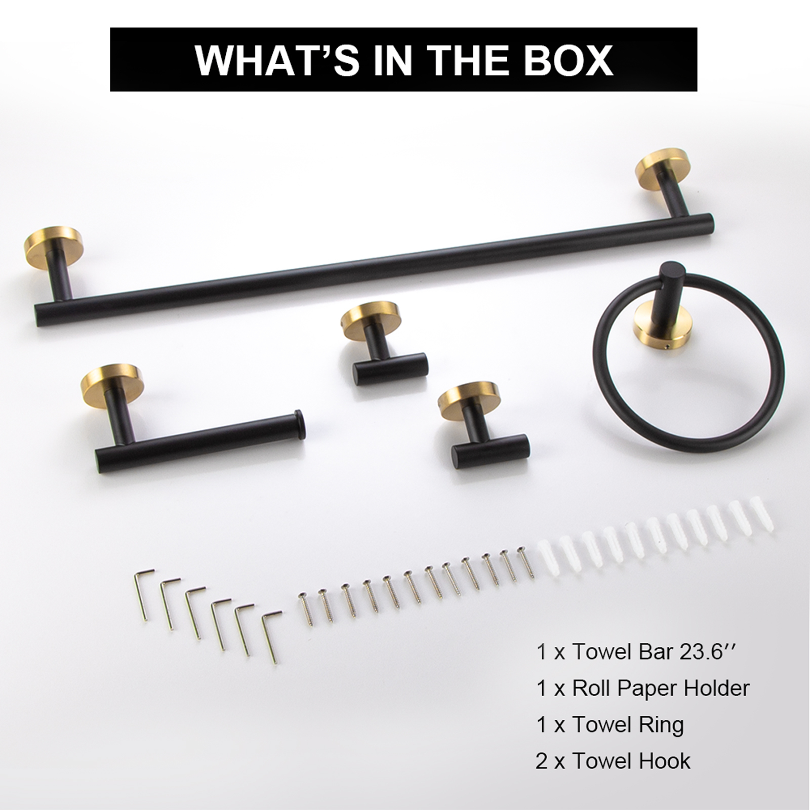 5-Piece Bathroom Hardware Set, 23.6 Inch | Lava Odoro-LAVA ODORO