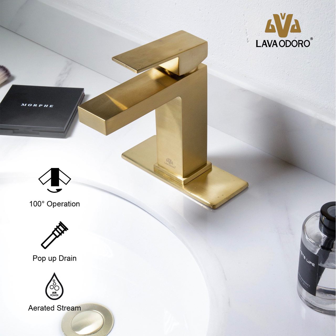 Single Hole Bathroom Faucet With Drain Assembly BF307 - Lava Odoro-LAVA ODORO