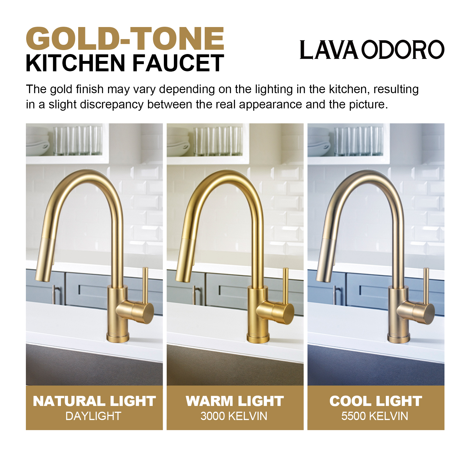 Gold Pull Down Kitchen Faucet with Sprayer KF1120 - Lava Odoro-LAVA ODORO