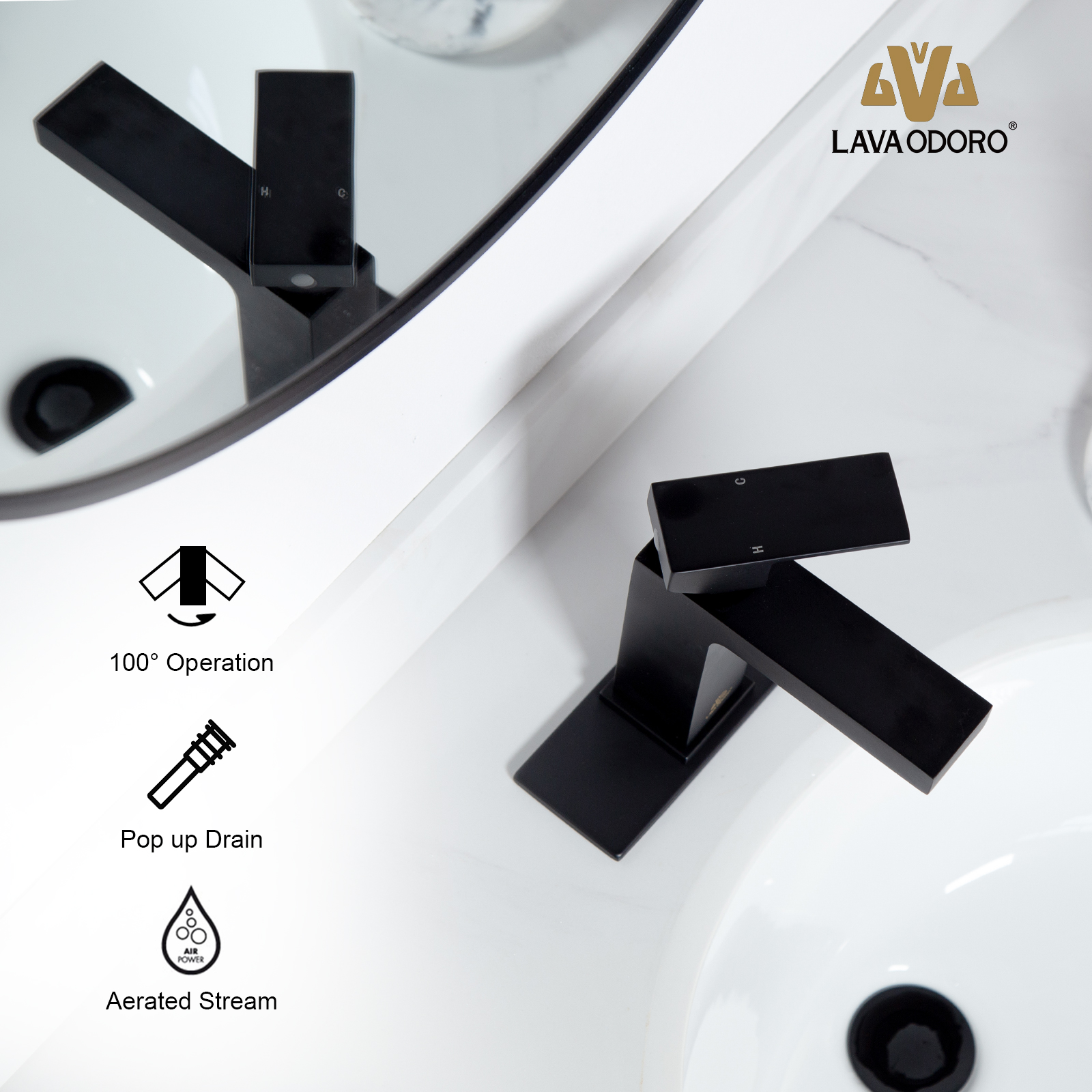 Single Hole Bathroom Faucet With Drain Assembly BF307 - Lava Odoro-LAVA ODORO