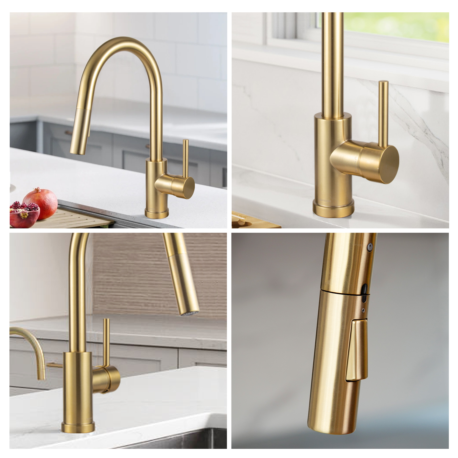Gold Pull Down Kitchen Faucet with Sprayer KF1120 - Lava Odoro-LAVA ODORO