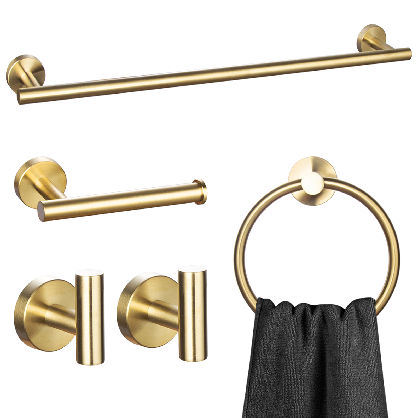 5-Piece Bathroom Hardware Set Matte Black, Lava Odoro Towel Bar Set  Stainless Steel Wall Mounted - Include 2 Towel Bar Towel Ring Toilet Paper  Holder