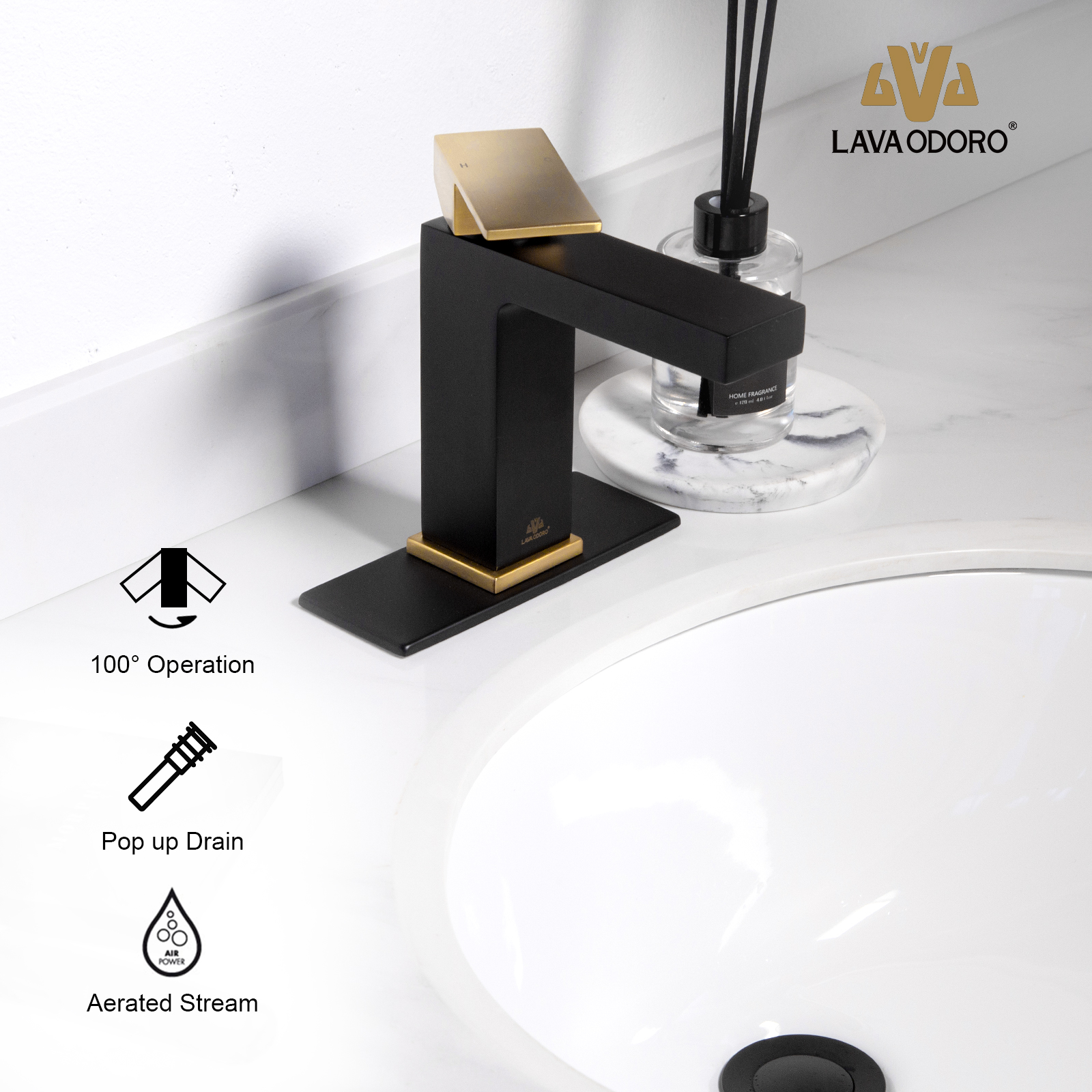 Single Hole Bathroom Faucet With Drain Assembly BF307 - Lava Odoro-LAVA ODORO