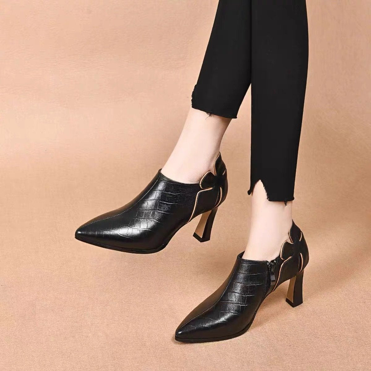 2 inch heel leather shoes