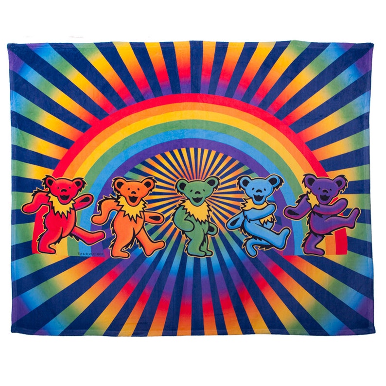 Grateful Dead Rainbow Bears Coral Fleece Blanket | Sherpa Fleece Blanket-KRODOCO