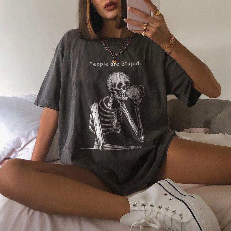 People are stupid skull print t-shirt designer-xxchiefs