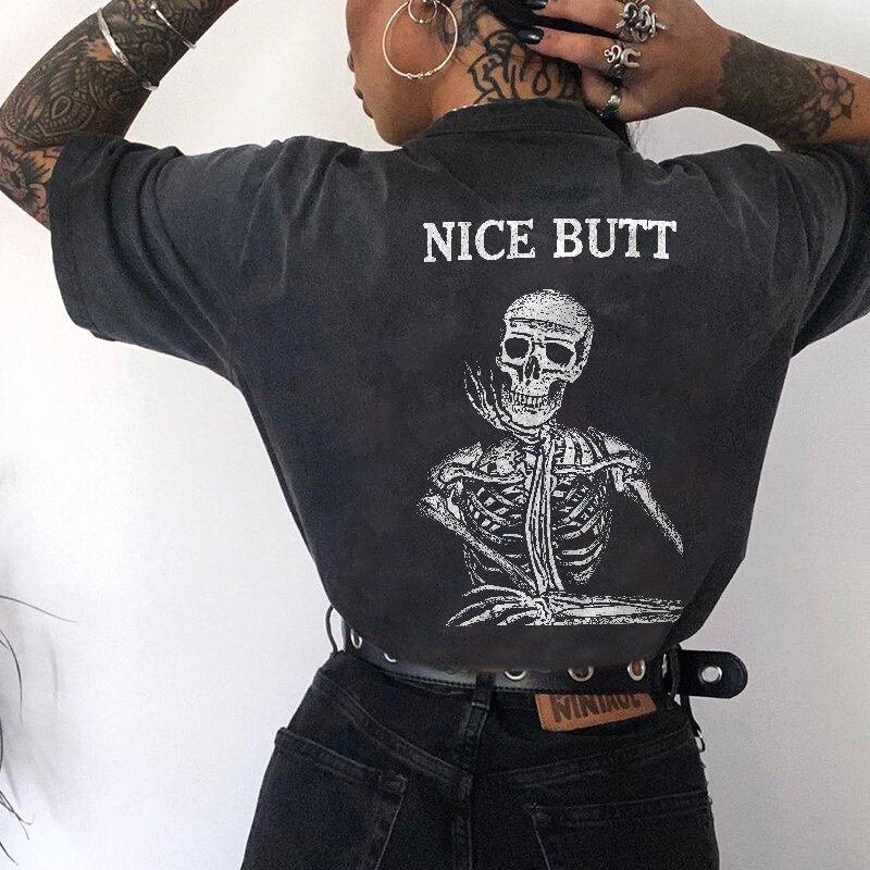 NICE BUTT skull print designer t-shirt-xxchiefs