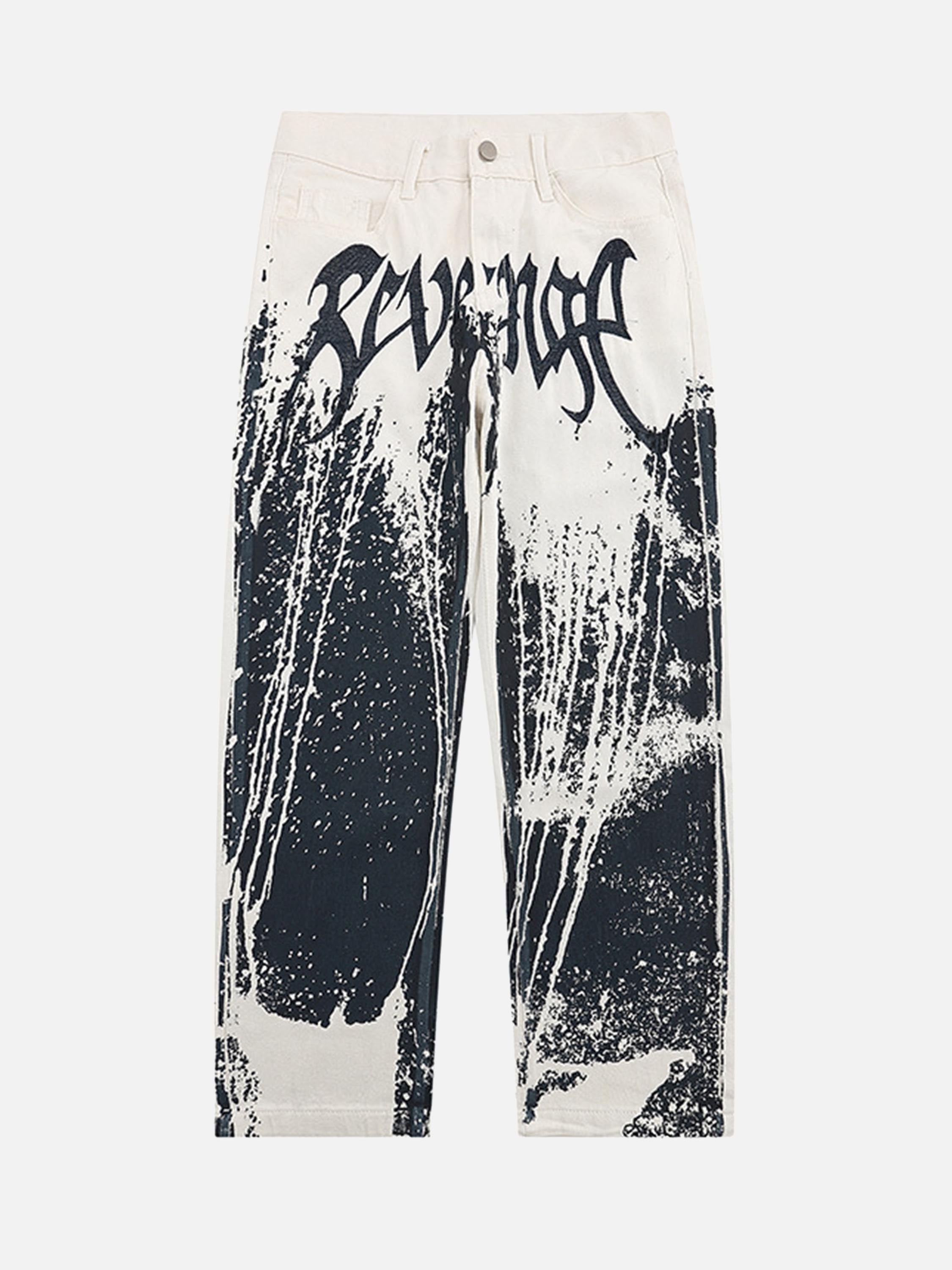 American Heavy Industry Ink Splash Embroidery Jeans-xxchiefs