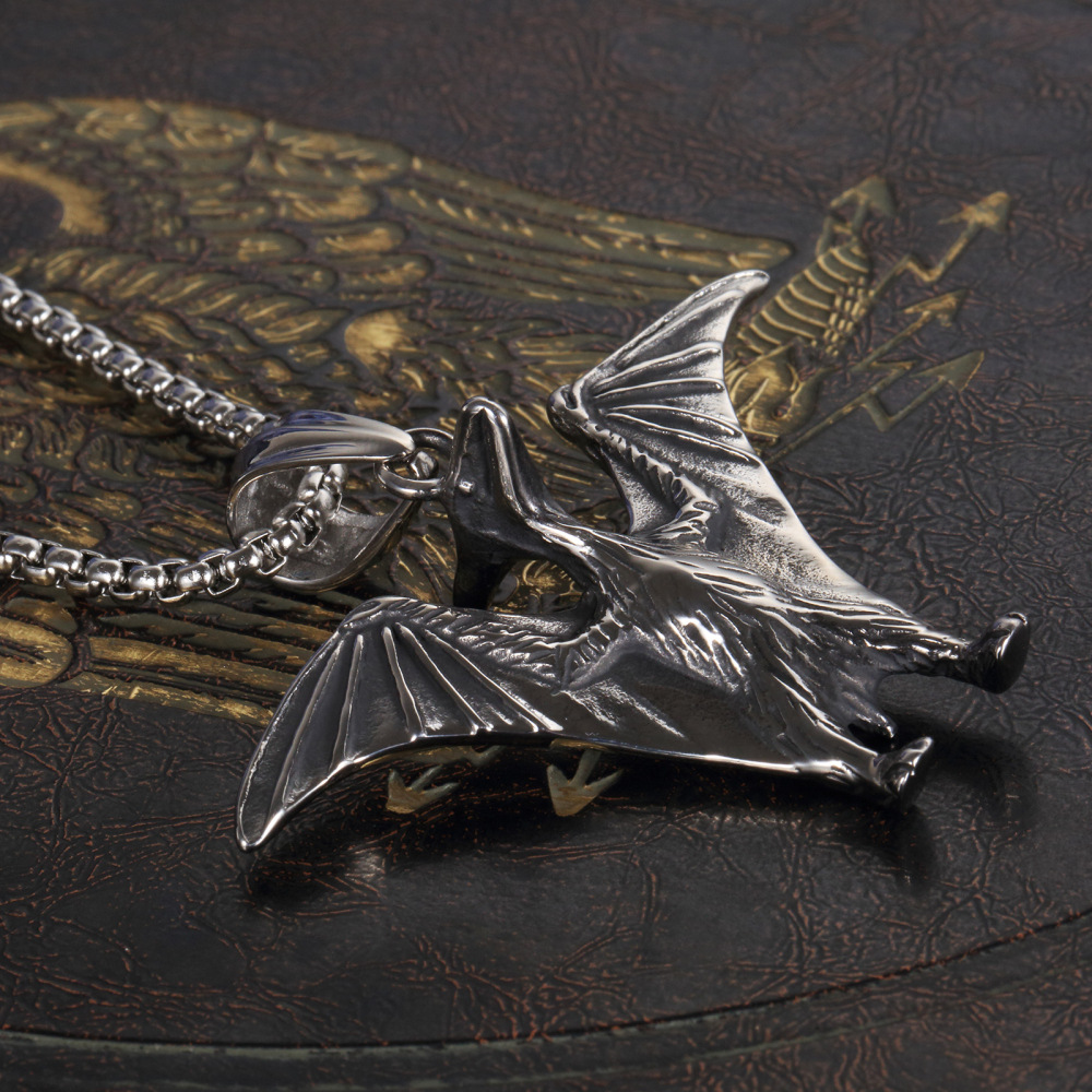 Wyvern Flying Dragon Pendant Necklace-xxchiefs