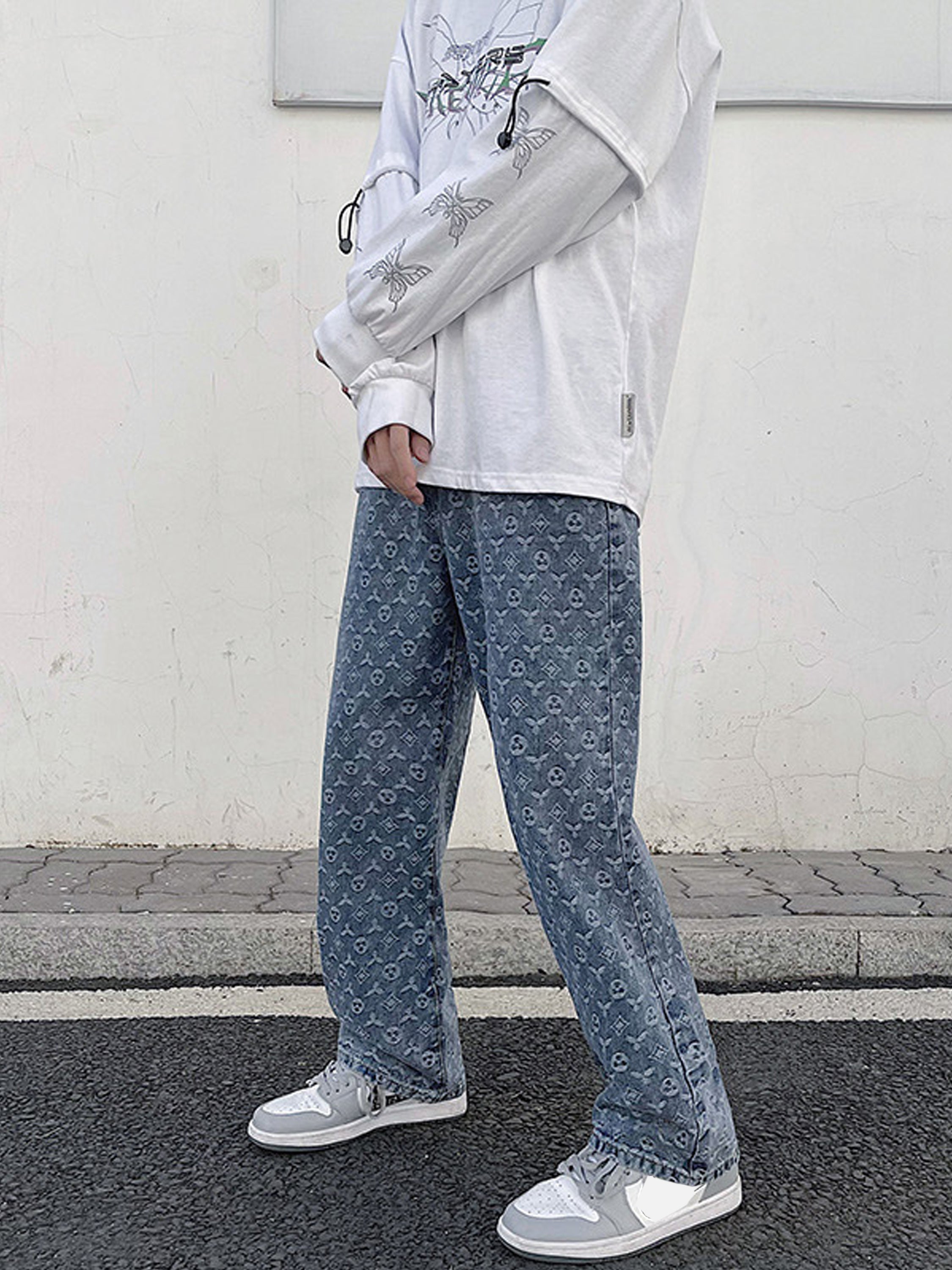 High Street Jacquard Denim Jeans-xxchiefs