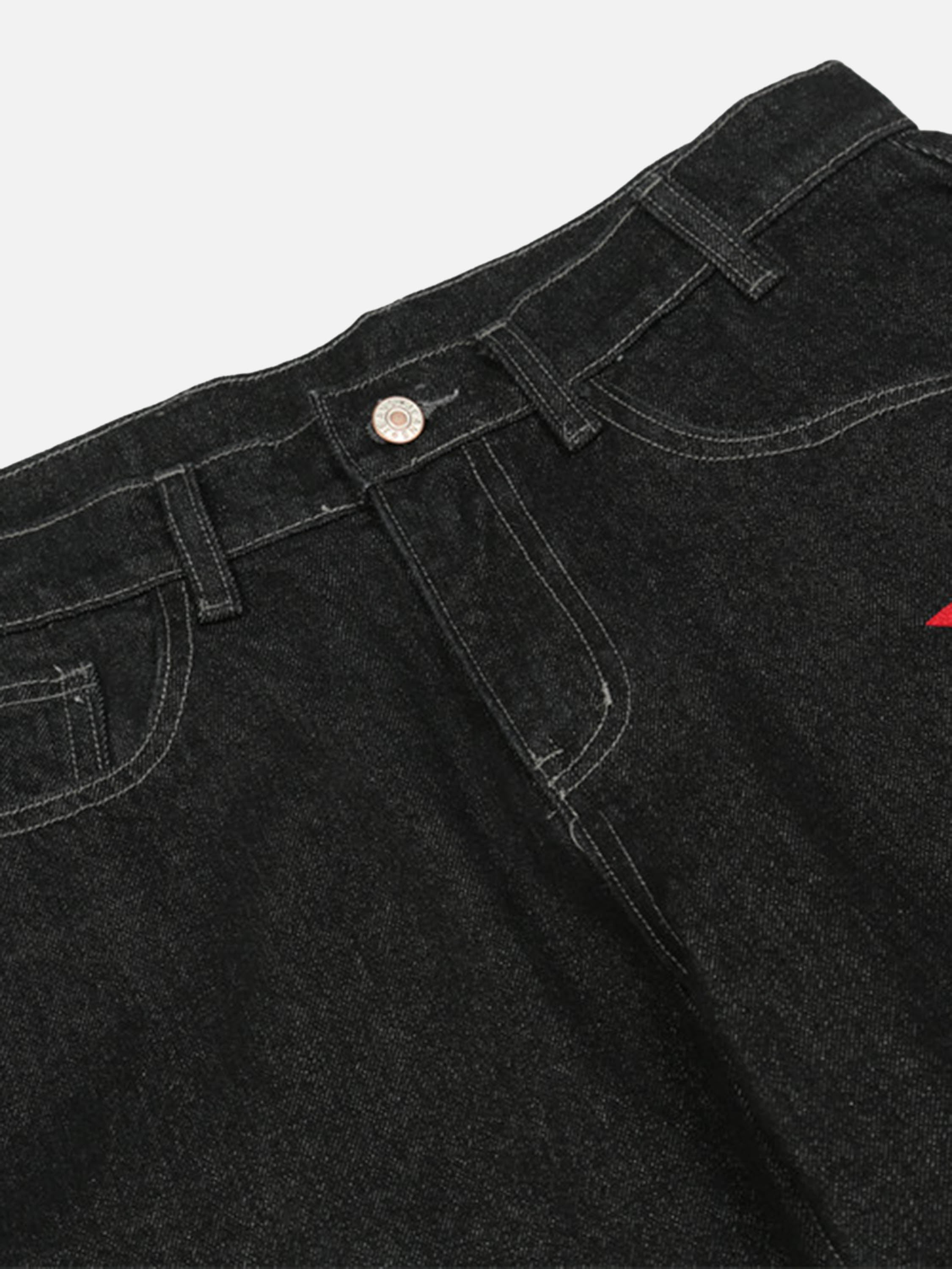 American Letters Embroidered Straight Jeans-xxchiefs